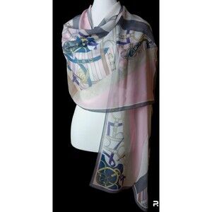 New Metricity Milano Scarf Belt Links Print W 18 L 67 SILK
